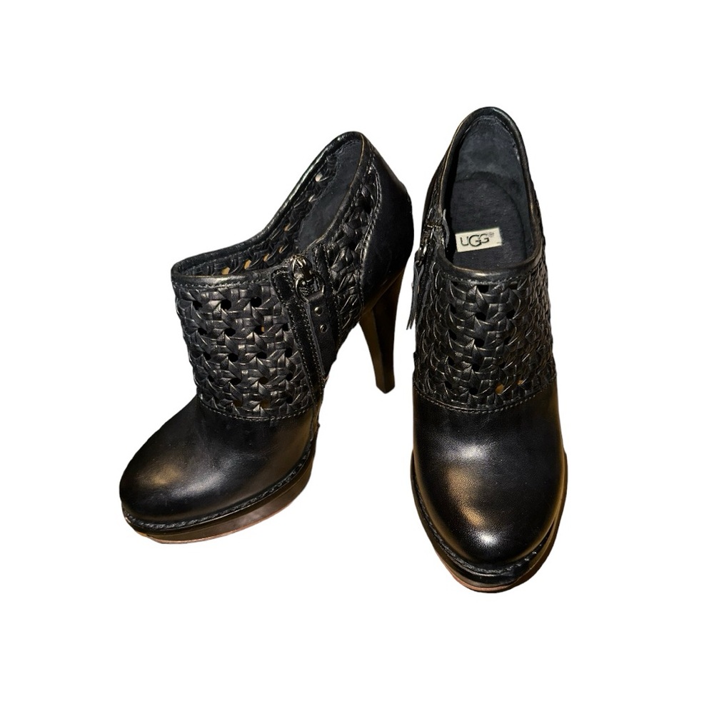 UGG Black Woven Ankle Booties